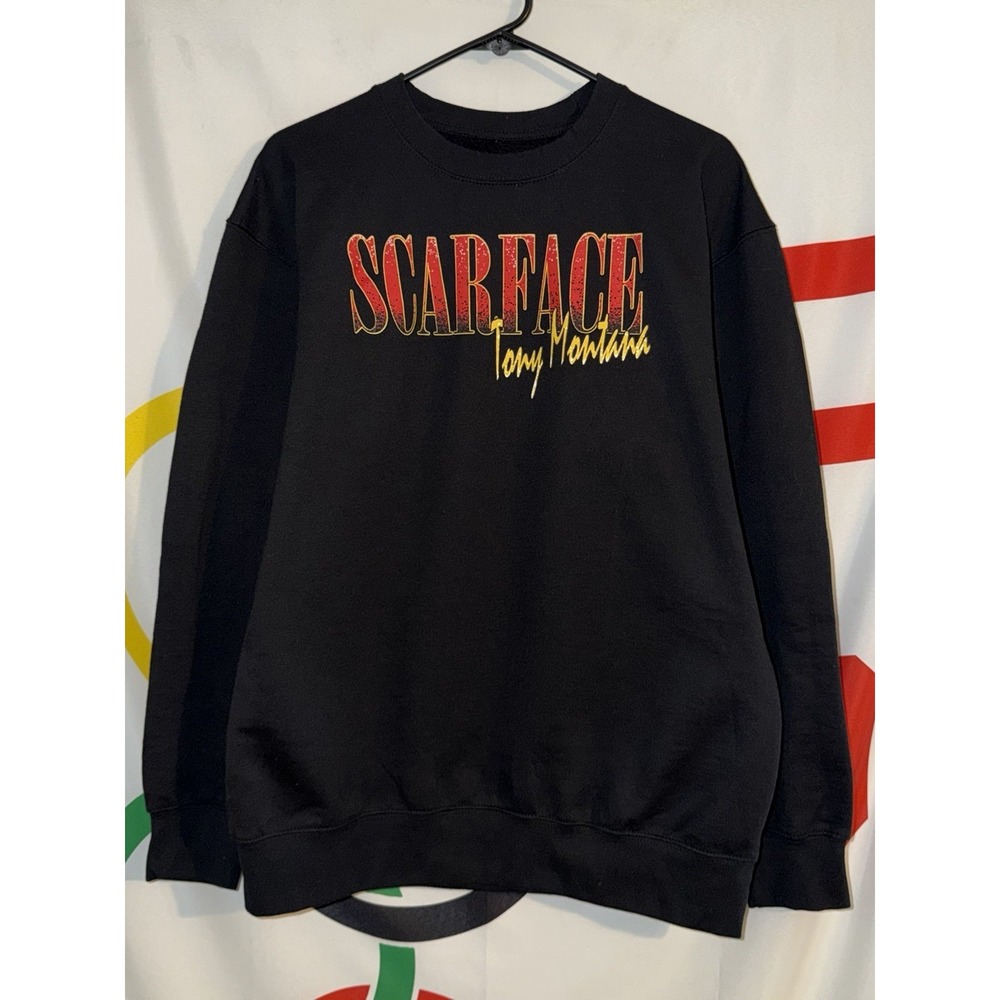 Scarface Tony Montana Sweatshirt Large Black Crewneck Pullover